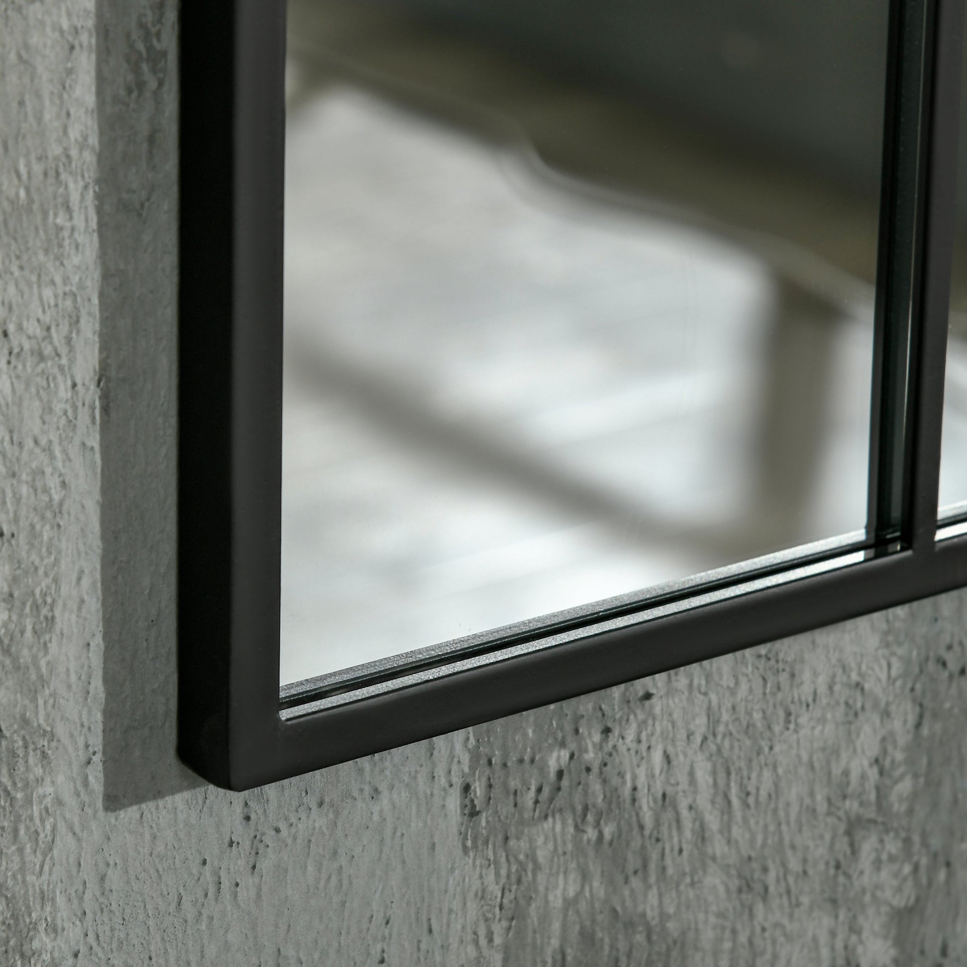 Wall Mirror 91 x 60 cm Window Mirror with Metal Frame Decorative Hanging Mirror Hall Mirror for Bedroom Living Room Black