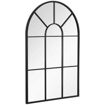 Wall Mirror 91 x 60 cm Window Mirror with Metal Frame Decorative Hanging Mirror Hall Mirror for Bedroom Living Room Black