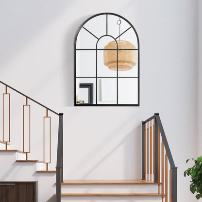 Wall Mirror 91 x 60 cm Window Mirror with Metal Frame Decorative Hanging Mirror Hall Mirror for Bedroom Living Room Black