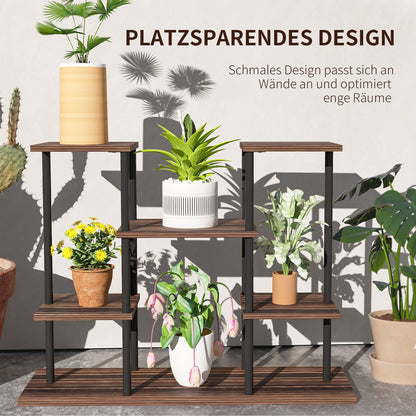 4-Tier Plant Stand, 61.5 cm High Flower Stand for Indoor Outdoor, Wooden Plant Shelf, Multi-level Flower Stand, Flower Step Plant Stand for Living Room, Garden Balcony, Charcoal