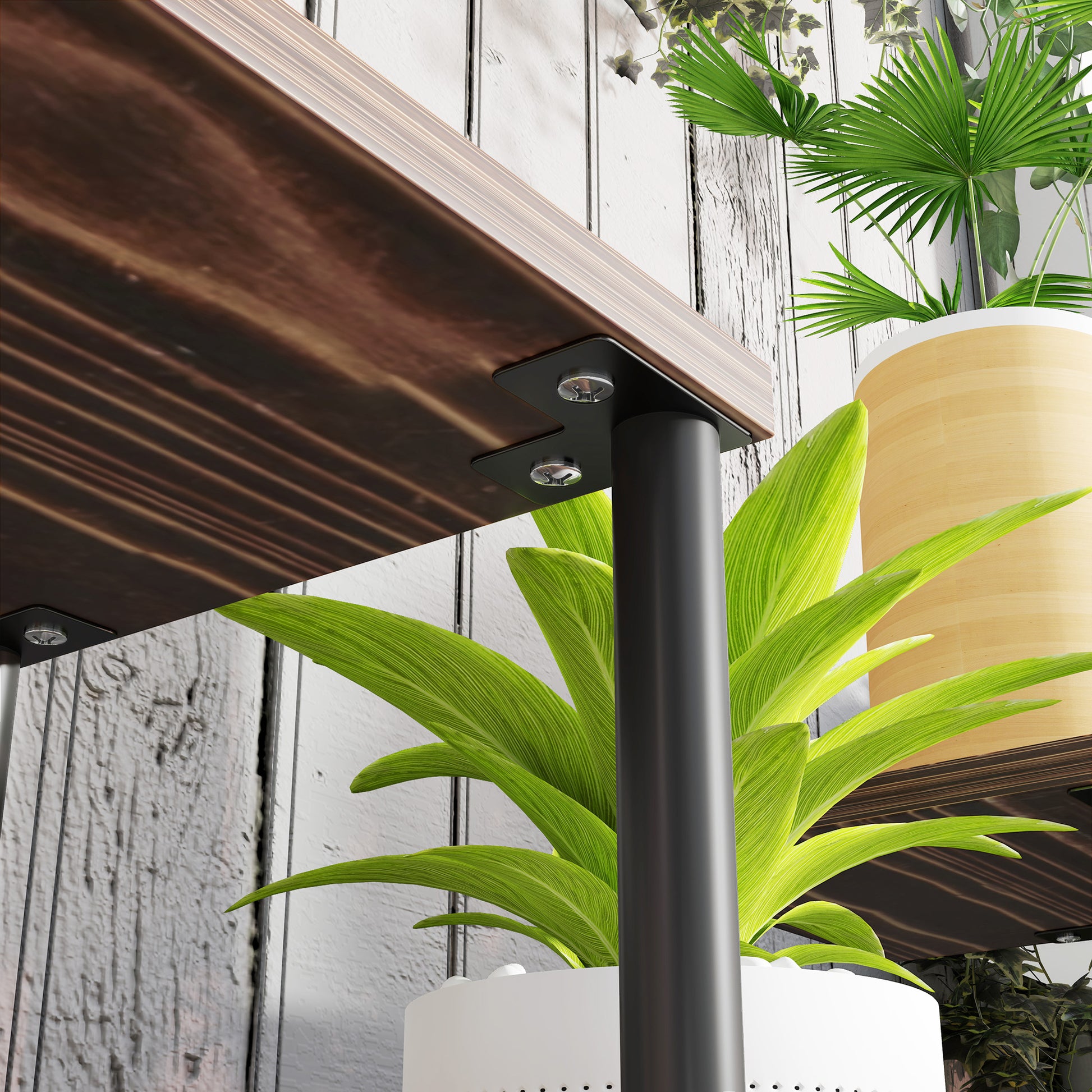 4-Tier Plant Stand, 61.5 cm High Flower Stand for Indoor Outdoor, Wooden Plant Shelf, Multi-level Flower Stand, Flower Step Plant Stand for Living Room, Garden Balcony, Charcoal