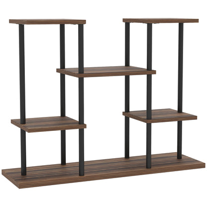 4-Tier Plant Stand, 61.5 cm High Flower Stand for Indoor Outdoor, Wooden Plant Shelf, Multi-level Flower Stand, Flower Step Plant Stand for Living Room, Garden Balcony, Charcoal
