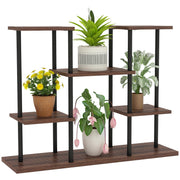 4-Tier Plant Stand, 61.5 cm High Flower Stand for Indoor Outdoor, Wooden Plant Shelf, Multi-level Flower Stand, Flower Step Plant Stand for Living Room, Garden Balcony, Charcoal