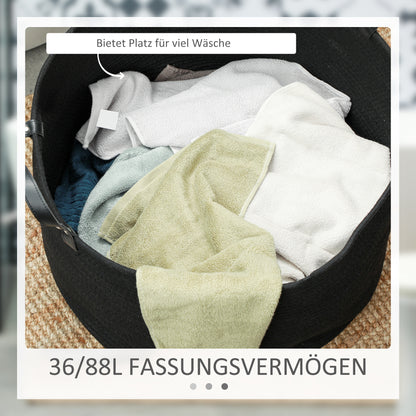 Laundry Basket 88L Foldable Laundry Collector with Handle, Laundry Box for Bathroom, 56 x 56 x 35.5 cm, Black