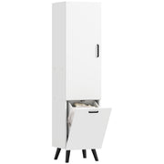 Tall Bathroom Cabinet with Laundry Basket Narrow Bathroom Column with Door and Shelves Auxiliary Furniture for Living Room Kitchen 13.78x12.4x56.69 inches White