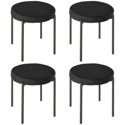 Set of 4 Stackable Dining Chairs Kitchen Chairs with Padded Seat, Velvet-like Fabric Dining Stools Velvet for Kitchen Dining Room Metal Black 41.5 x 41.5 x 46 cm