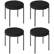 Set of 4 Stackable Dining Chairs Kitchen Chairs with Padded Seat, Velvet-like Fabric Dining Stools Velvet for Kitchen Dining Room Metal Black 41.5 x 41.5 x 46 cm