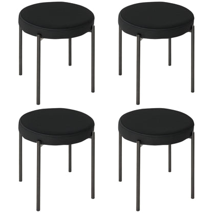 Set of 4 Stackable Dining Chairs Kitchen Chairs with Padded Seat, Velvet-like Fabric Dining Stools Velvet for Kitchen Dining Room Metal Black 41.5 x 41.5 x 46 cm