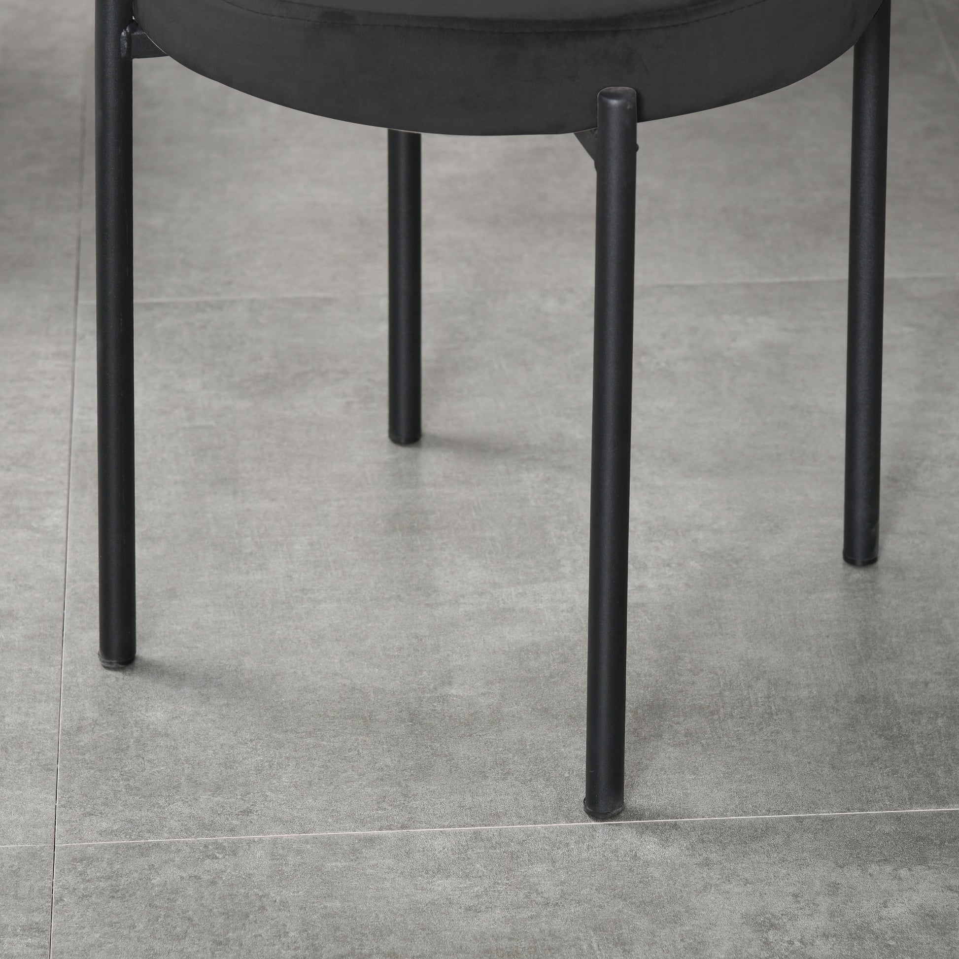 Set of 4 Stackable Dining Chairs Kitchen Chairs with Padded Seat, Velvet-like Fabric Dining Stools Velvet for Kitchen Dining Room Metal Black 41.5 x 41.5 x 46 cm