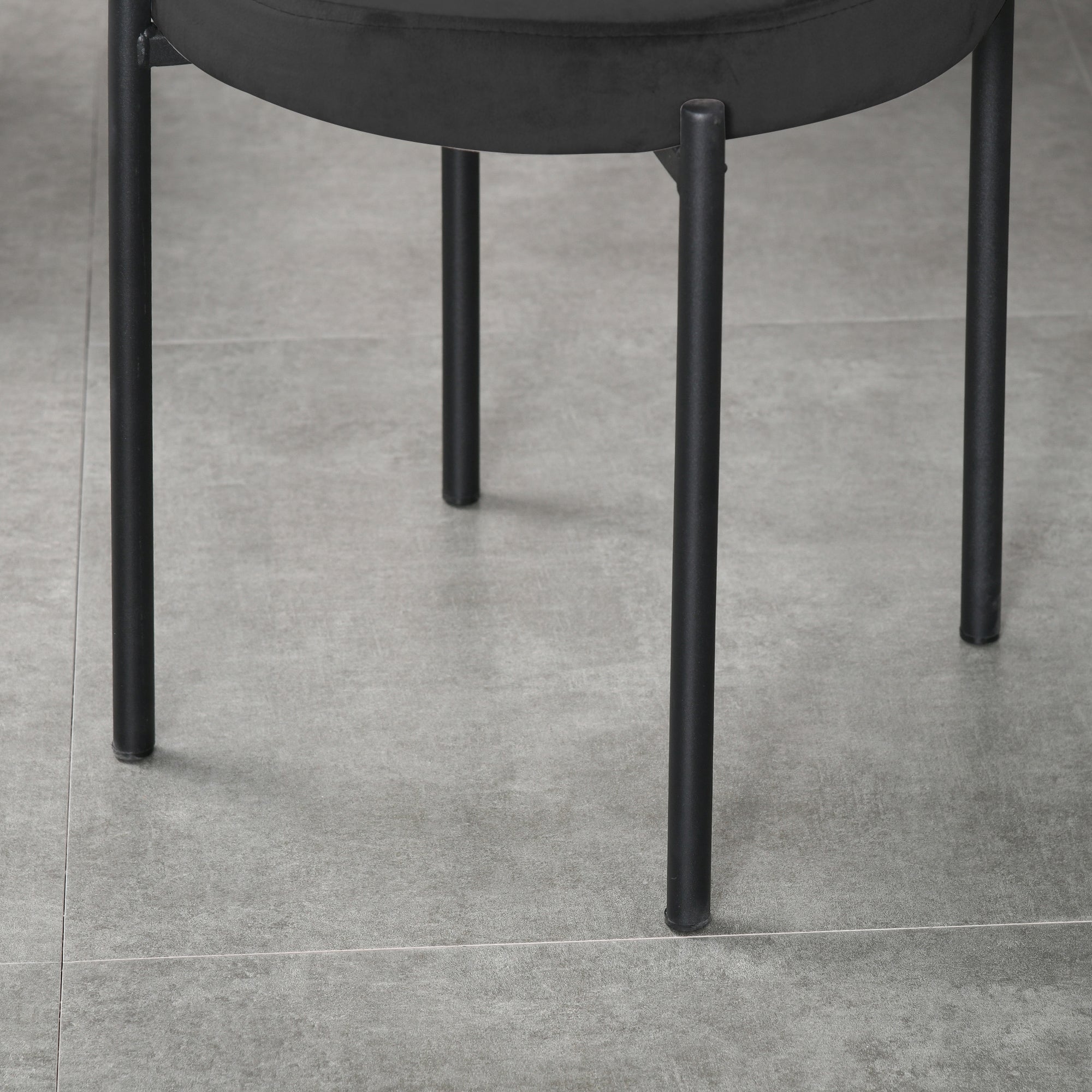 Set of 4 Stackable Dining Chairs Kitchen Chairs with Padded Seat, Velvet-like Fabric Dining Stools Velvet for Kitchen Dining Room Metal Black 41.5 x 41.5 x 46 cm