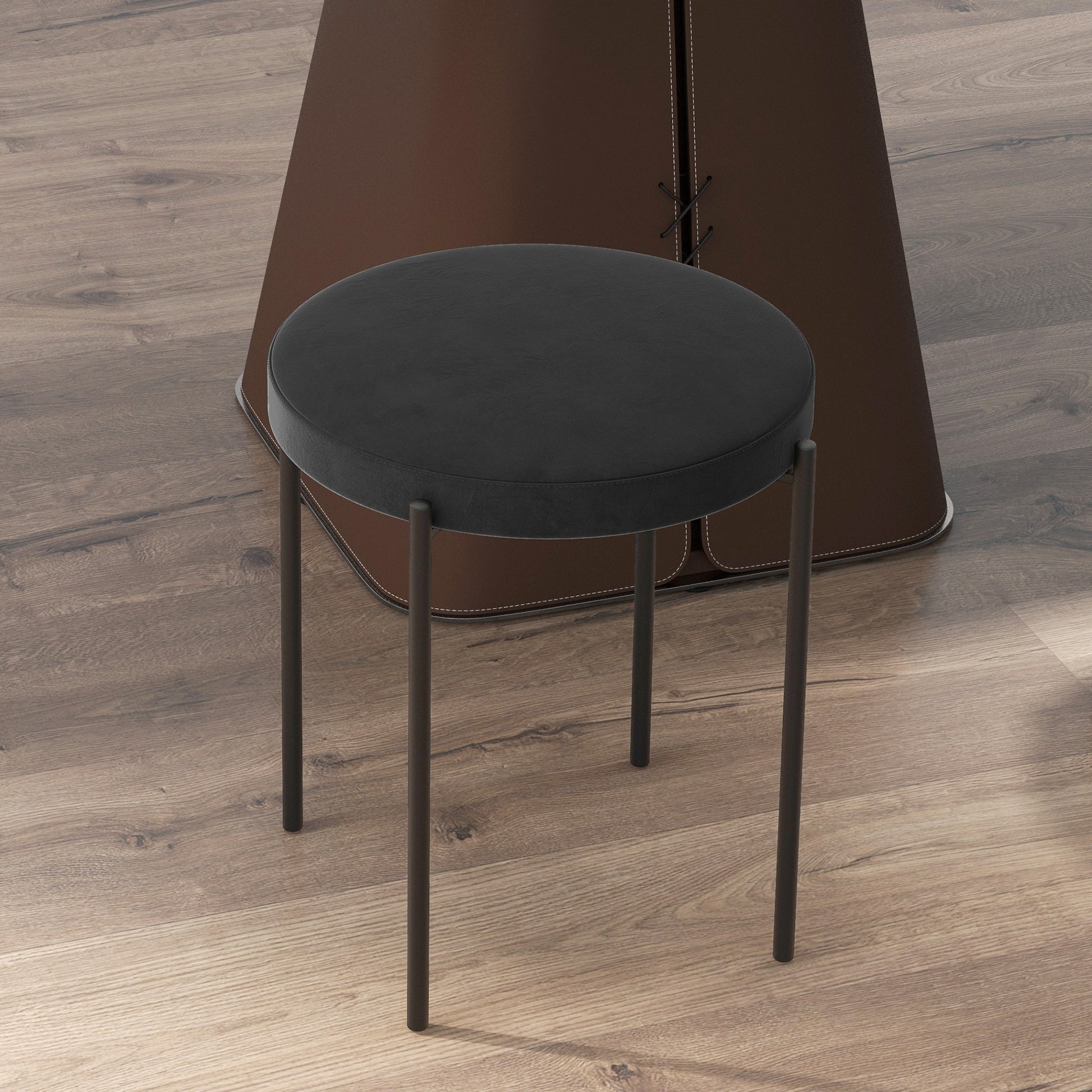 Set of 4 Stackable Dining Chairs Kitchen Chairs with Padded Seat, Velvet-like Fabric Dining Stools Velvet for Kitchen Dining Room Metal Black 41.5 x 41.5 x 46 cm