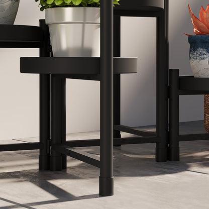 Indoor Plant Stand Steel, 8 Levels, Plant Shelf, Stable Triangular Structure, Foldable Design, Plant Holder, for Terrace Garden Balcony Living Room, Black
