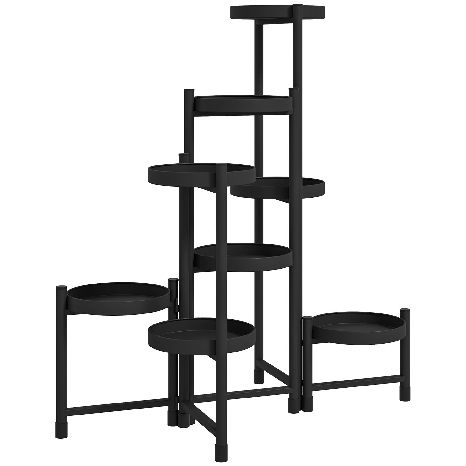 Indoor Plant Stand Steel, 8 Levels, Plant Shelf, Stable Triangular Structure, Foldable Design, Plant Holder, for Terrace Garden Balcony Living Room, Black