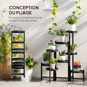 Indoor Plant Stand Steel, 8 Levels, Plant Shelf, Stable Triangular Structure, Foldable Design, Plant Holder, for Terrace Garden Balcony Living Room, Black