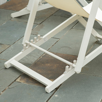 Set of 2 Folding Aluminum Sun Loungers Garden Loungers with 5-Position Adjustable Backrest and Headrest for Terrace Patio Outdoor 58x96.5x91.5 cm White