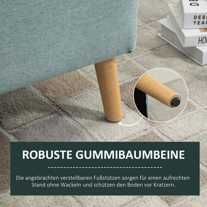 Storage Bench with Linen-Look Upholstery, Bed Bench with Wooden Legs, Storage Trunk for Living Room Bedroom Hallway 110 x 39 x 45 cm, Light Green