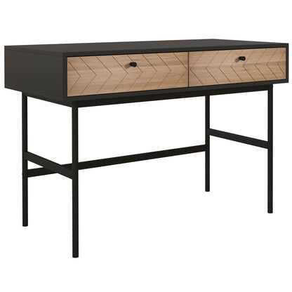 Desk with Storage Computer Desk with Drawers, Metal Frame, 106L x 50W x 77H cm Black