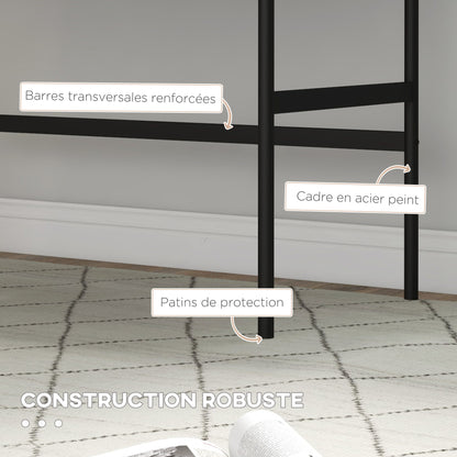 Desk with Storage Computer Desk with Drawers, Metal Frame, 106L x 50W x 77H cm Black