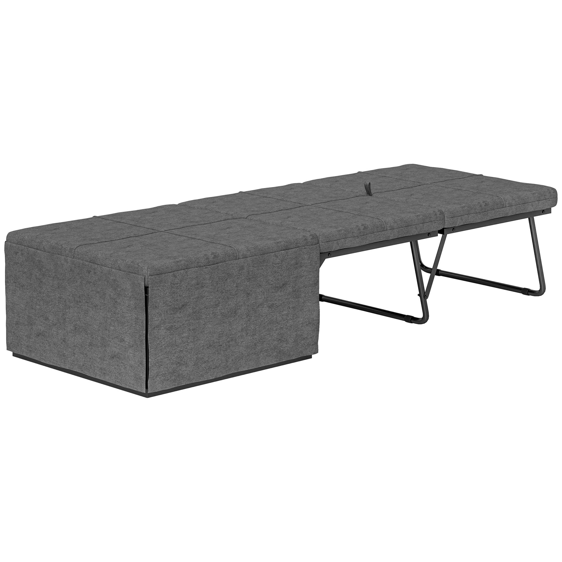 folding bed approx. 190x60 cm guest bed with 8cm foam mattress, foldable travel bed, adult single bed, metal bed up to 120 kg load capacity, folding bed for office, guest room, Gray