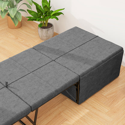 folding bed approx. 190x60 cm guest bed with 8cm foam mattress, foldable travel bed, adult single bed, metal bed up to 120 kg load capacity, folding bed for office, guest room, Gray