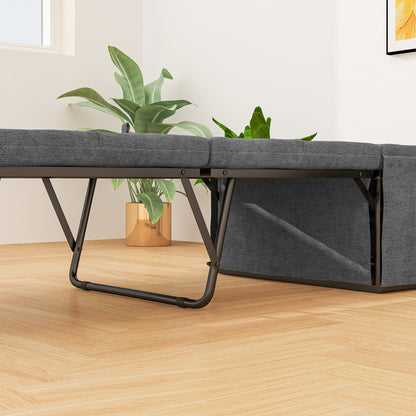 folding bed approx. 190x60 cm guest bed with 8cm foam mattress, foldable travel bed, adult single bed, metal bed up to 120 kg load capacity, folding bed for office, guest room, Gray