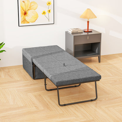 folding bed approx. 190x60 cm guest bed with 8cm foam mattress, foldable travel bed, adult single bed, metal bed up to 120 kg load capacity, folding bed for office, guest room, Gray