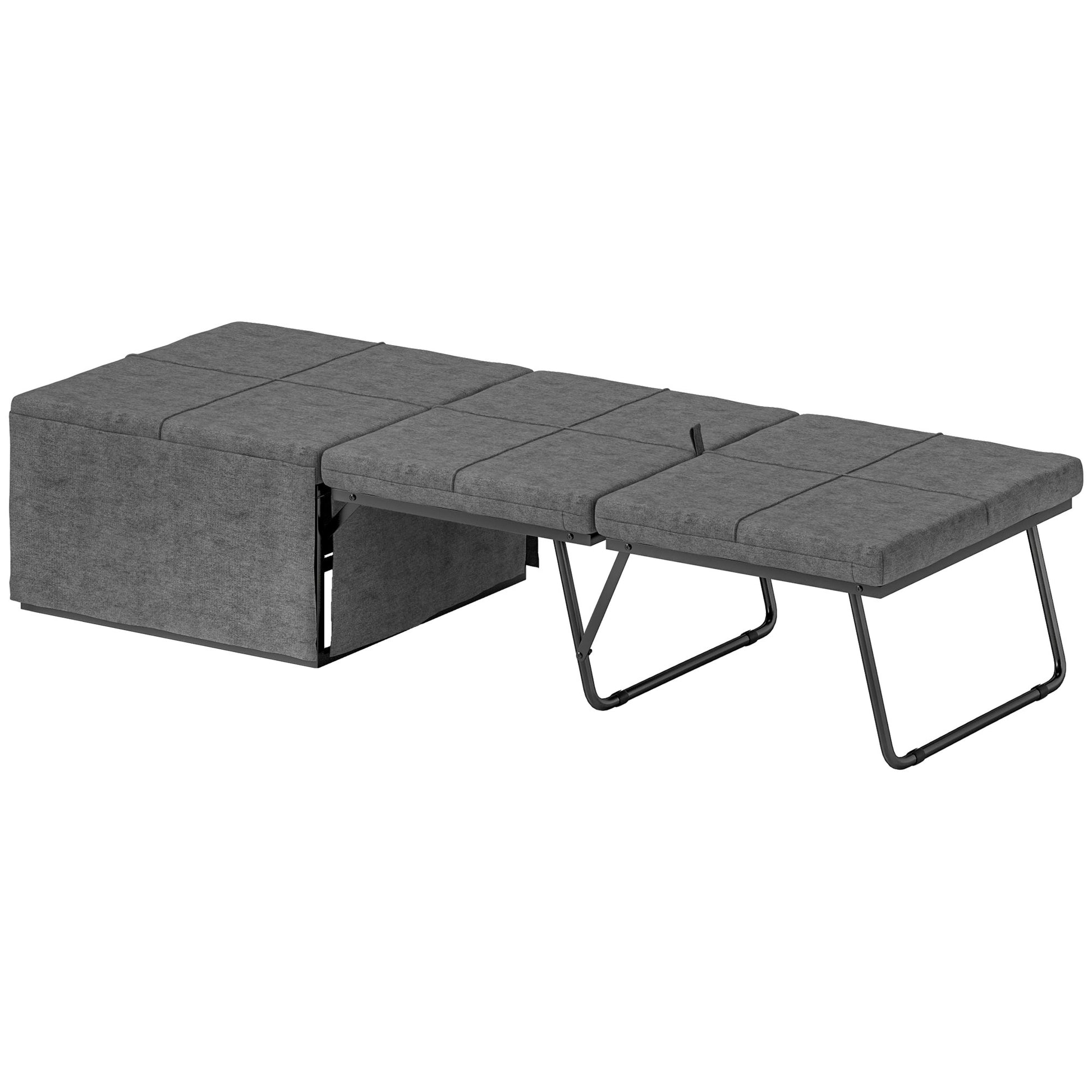 folding bed approx. 190x60 cm guest bed with 8cm foam mattress, foldable travel bed, adult single bed, metal bed up to 120 kg load capacity, folding bed for office, guest room, Gray