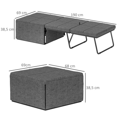 folding bed approx. 190x60 cm guest bed with 8cm foam mattress, foldable travel bed, adult single bed, metal bed up to 120 kg load capacity, folding bed for office, guest room, Gray