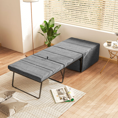 folding bed approx. 190x60 cm guest bed with 8cm foam mattress, foldable travel bed, adult single bed, metal bed up to 120 kg load capacity, folding bed for office, guest room, Gray