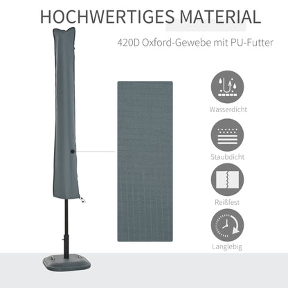 Umbrella Cover Umbrella Protective Cover, Weatherproof, Fixing Strap, Zipper, Oxford Polyester, Gray, 178 x 25/35 cm