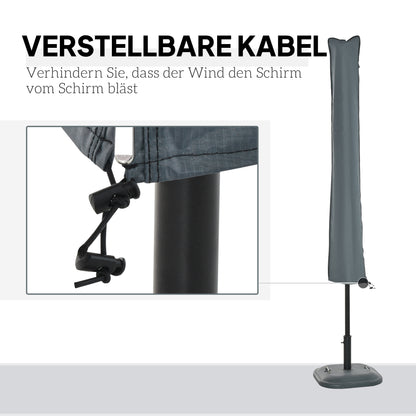 Umbrella Cover Umbrella Protective Cover, Weatherproof, Fixing Strap, Zipper, Oxford Polyester, Gray, 178 x 25/35 cm