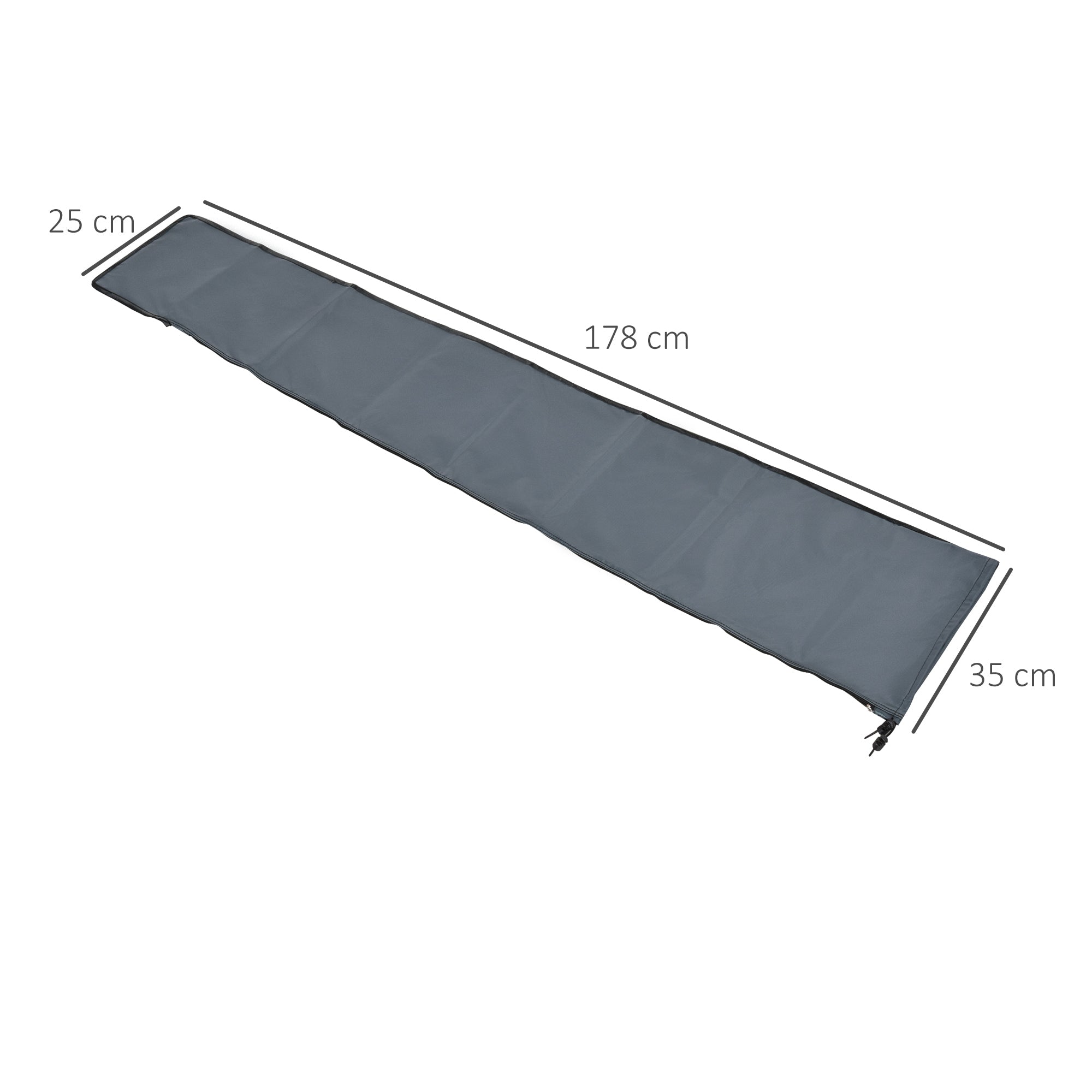 Umbrella Cover Umbrella Protective Cover, Weatherproof, Fixing Strap, Zipper, Oxford Polyester, Gray, 178 x 25/35 cm