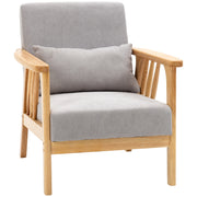 Modern Armchair with Velvet Upholstery and Wood Frame, Bedroom and Living Room Armchair with Extra Pillow, 68x75x78cm, Gray