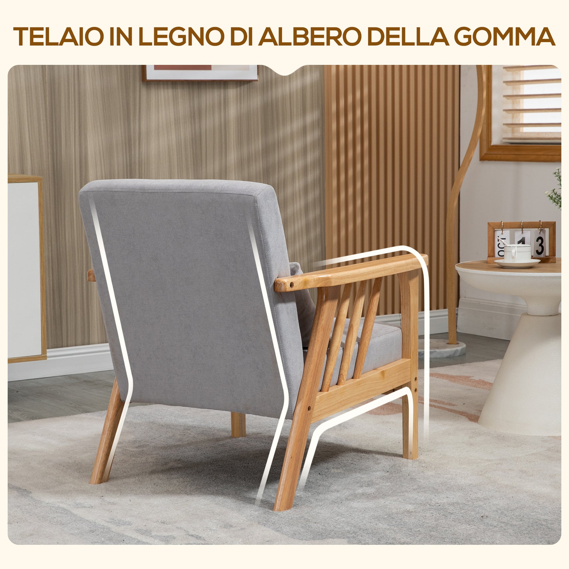 Modern Armchair with Velvet Upholstery and Wood Frame, Bedroom and Living Room Armchair with Extra Pillow, 68x75x78cm, Gray