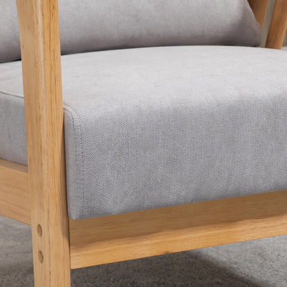 Modern Armchair with Velvet Upholstery and Wood Frame, Bedroom and Living Room Armchair with Extra Pillow, 68x75x78cm, Gray