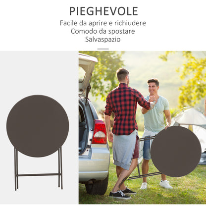 Foldable Garden Table with Chairs in Brown Steel, 3-Piece Set for Balcony, Terrace, Outdoor