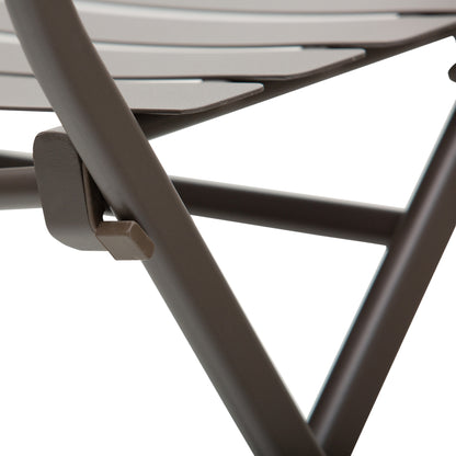 Foldable Garden Table with Chairs in Brown Steel, 3-Piece Set for Balcony, Terrace, Outdoor