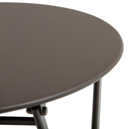 Foldable Garden Table with Chairs in Brown Steel, 3-Piece Set for Balcony, Terrace, Outdoor