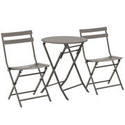 Foldable Garden Table with Chairs in Brown Steel, 3-Piece Set for Balcony, Terrace, Outdoor