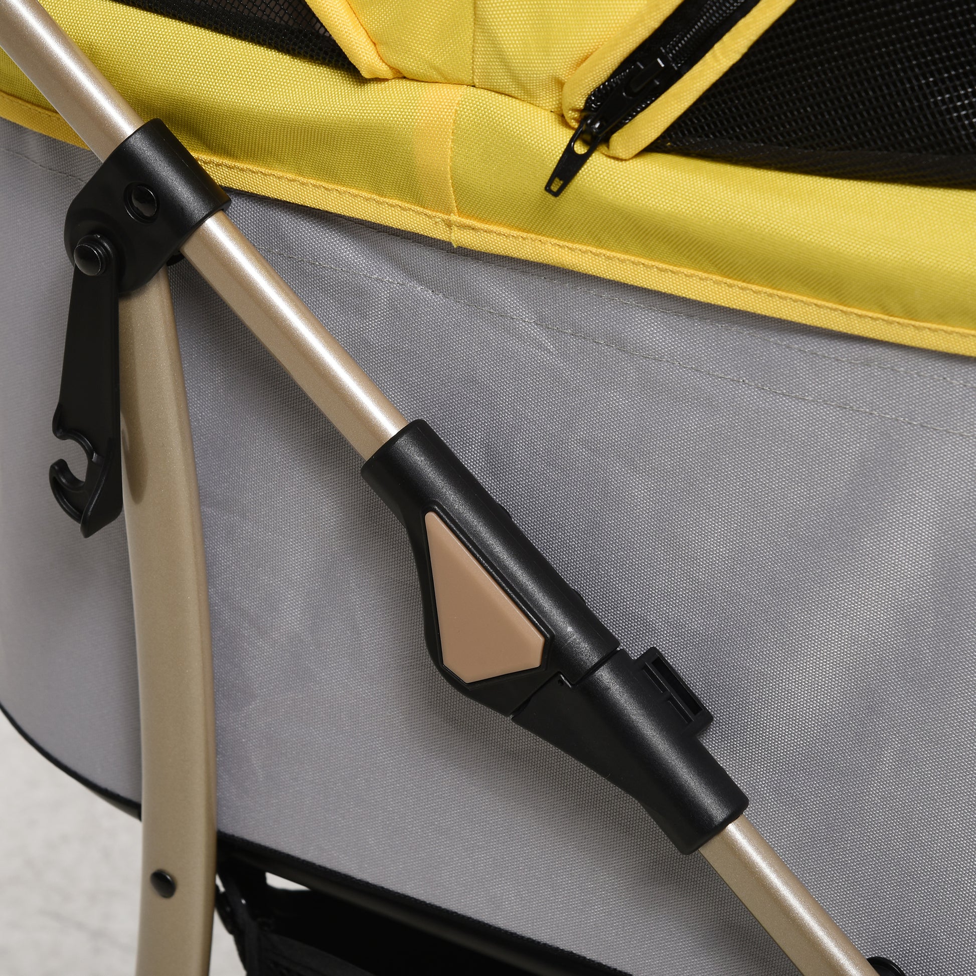 Dog Stroller, 2 in 1 Dog Trolley, Carry Bag, Foldable Dog Buggy with Cushion, Cat Stroller for Small Dogs, Cats, Cat Buggy with 4 Wheels, Mesh Window, Oxford Fabric, Yellow