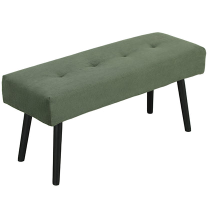 Bench Upholstered with Corduroy, Tufted Bed Bench with Metal Legs, Shoe Bench Entryway Furniture up to 220 kg for Bedroom, Living Room, Hallway 100 x 36 x 45 cm Green