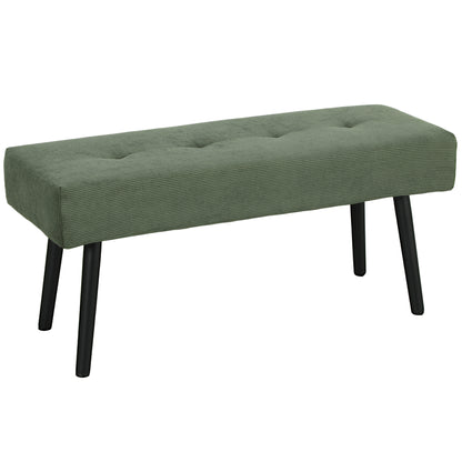 Bench Upholstered with Corduroy, Tufted Bed Bench with Metal Legs, Shoe Bench Entryway Furniture up to 220 kg for Bedroom, Living Room, Hallway 100 x 36 x 45 cm Green