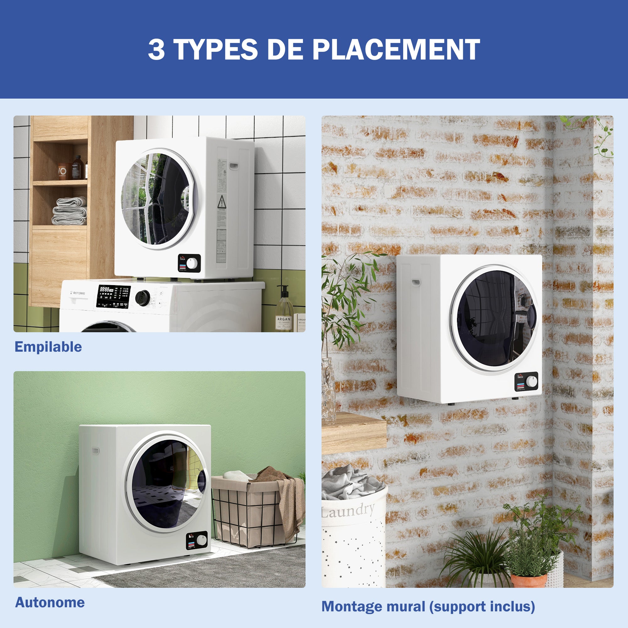 Portable Electric Clothes Dryer 850W, 33L Capacity with 4 operating modes, stainless steel, dim. 49L x 40.5W x 60H cm
