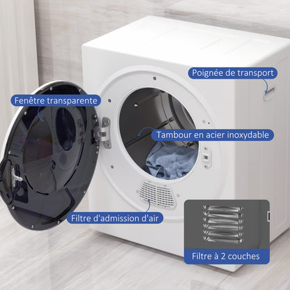 Portable Electric Clothes Dryer 850W, 33L Capacity with 4 operating modes, stainless steel, dim. 49L x 40.5W x 60H cm