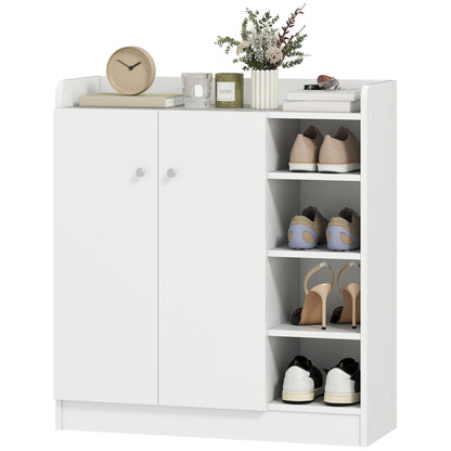 Shoe Cabinet with 2 Doors Narrow Shoe Rack with Adjustable Shelves for 12 Pairs of Shoes for Hallway Entryway 83x30x90 cm White