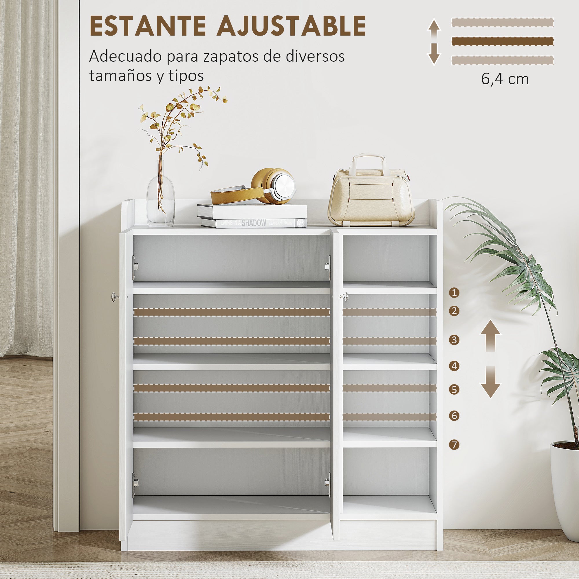 Shoe Cabinet with 2 Doors Narrow Shoe Rack with Adjustable Shelves for 12 Pairs of Shoes for Hallway Entryway 83x30x90 cm White