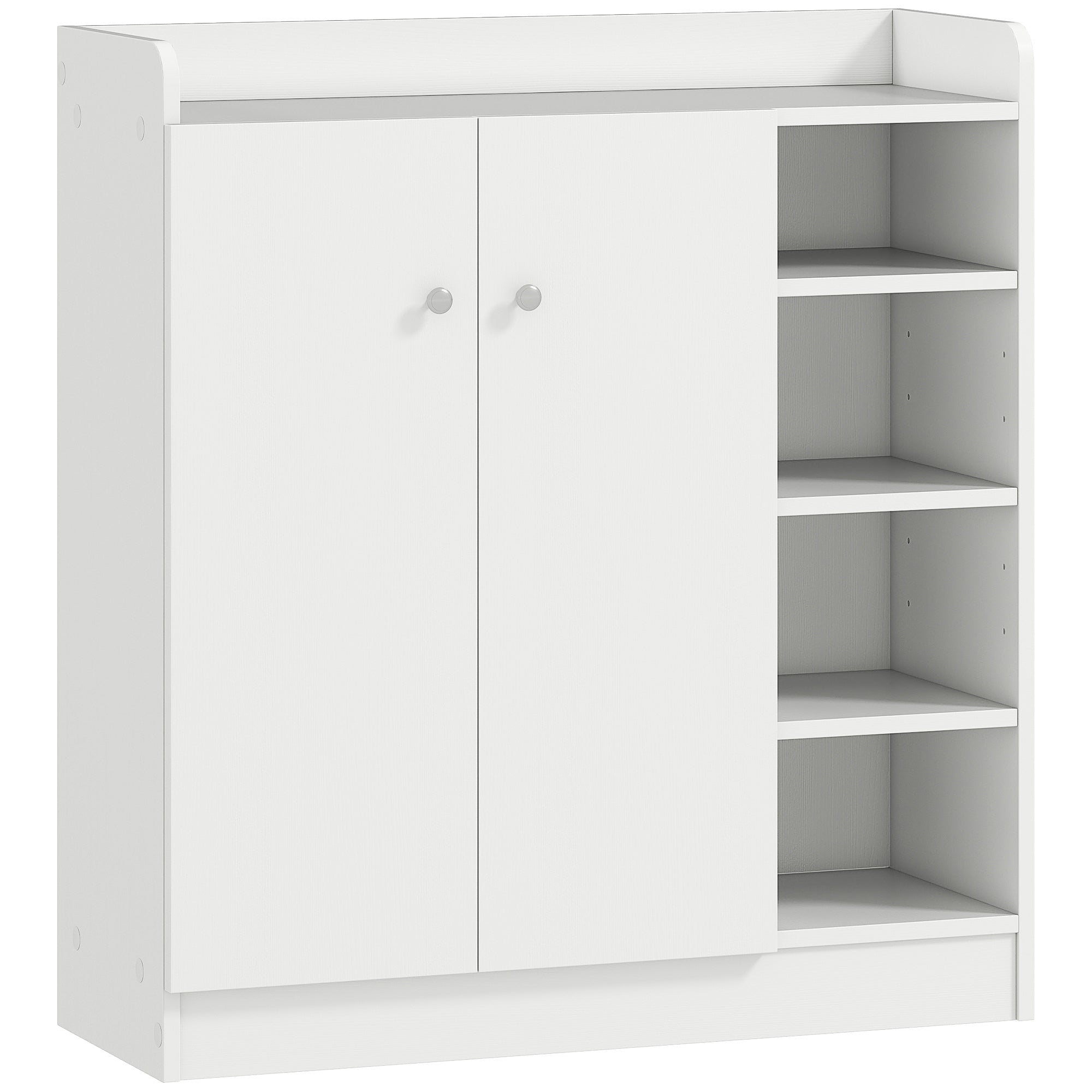 Shoe Cabinet with 2 Doors Narrow Shoe Rack with Adjustable Shelves for 12 Pairs of Shoes for Hallway Entryway 83x30x90 cm White