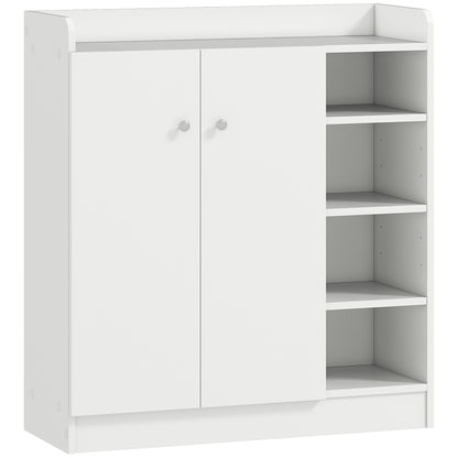 Shoe Cabinet with 2 Doors Narrow Shoe Rack with Adjustable Shelves for 12 Pairs of Shoes for Hallway Entryway 83x30x90 cm White