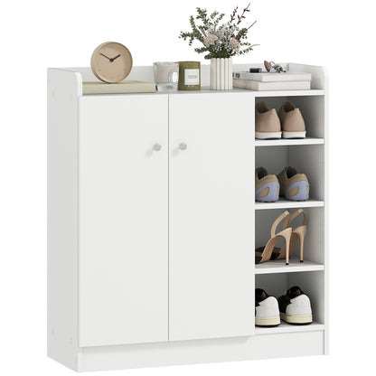 Shoe Cabinet with 2 Doors Narrow Shoe Rack with Adjustable Shelves for 12 Pairs of Shoes for Hallway Entryway 83x30x90 cm White