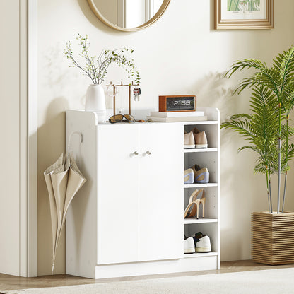 Shoe Cabinet with 2 Doors Narrow Shoe Rack with Adjustable Shelves for 12 Pairs of Shoes for Hallway Entryway 83x30x90 cm White